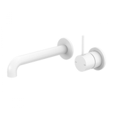 Mecca Handle Up Wall Basin Mixer Combination Seperate Plate - Matte White